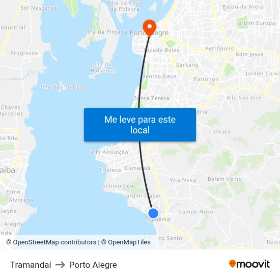 Tramandaí to Porto Alegre map