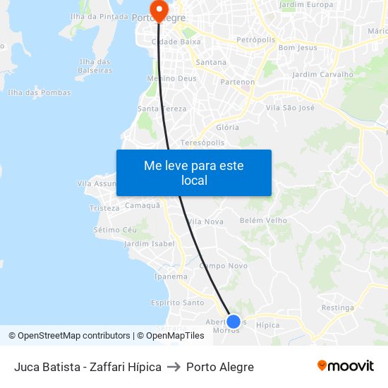 Juca Batista - Zaffari Hípica to Porto Alegre map