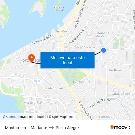 Mostardeiro - Mariante to Porto Alegre map