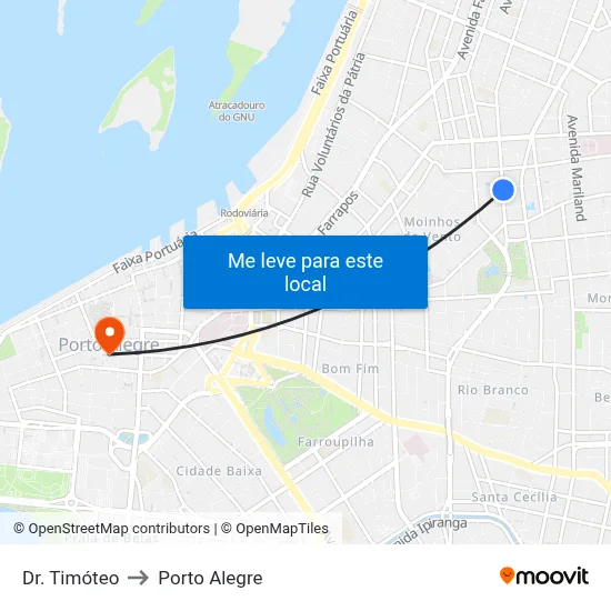 Dr. Timóteo to Porto Alegre map