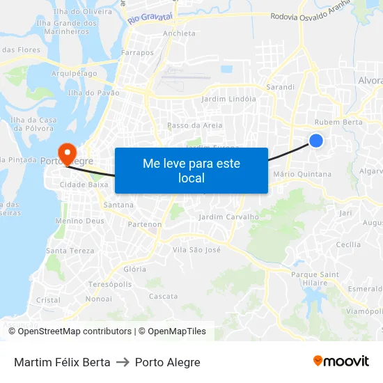 Martim Félix Berta to Porto Alegre map