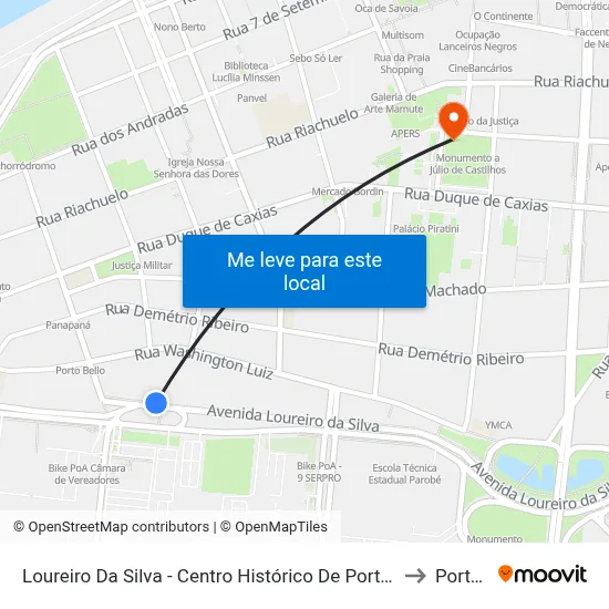 Loureiro Da Silva - Term. T1 to Porto Alegre map