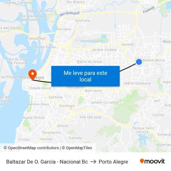 Baltazar De O. Garcia - Nacional Bc to Porto Alegre map