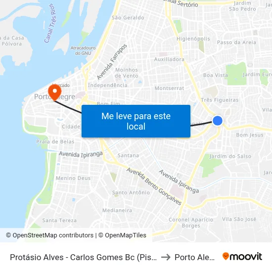 Protásio Alves - Carlos Gomes Bc (Piso 3) to Porto Alegre map
