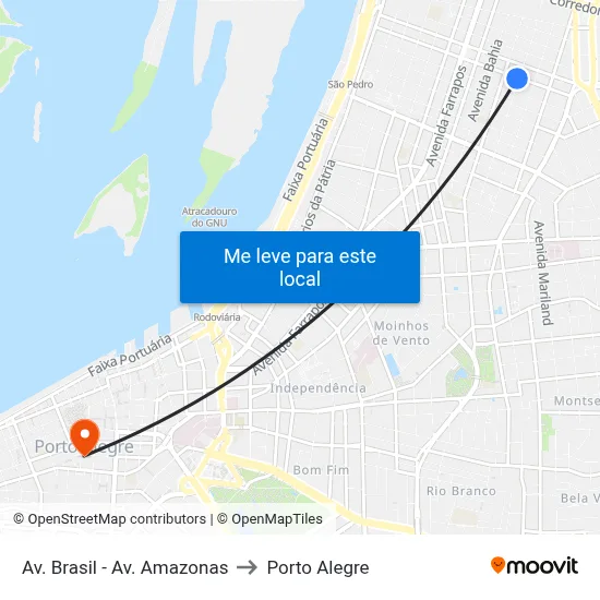 Av. Brasil - Av. Amazonas to Porto Alegre map