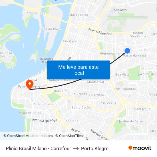 Plínio Brasil Milano - Carrefour to Porto Alegre map