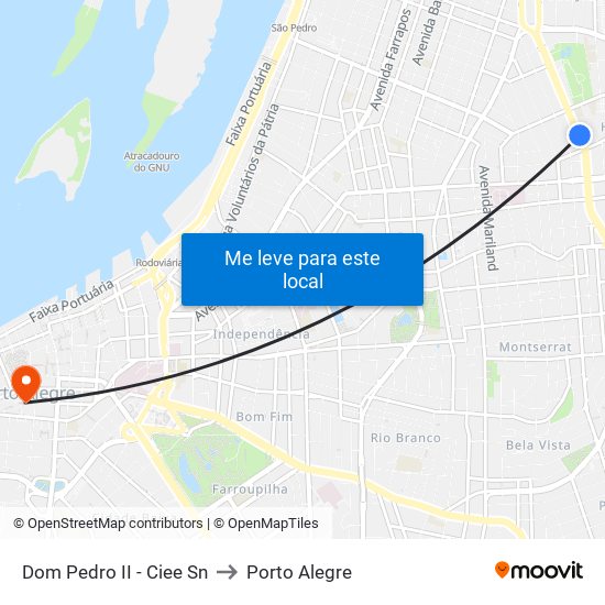 Dom Pedro II - Ciee Sn to Porto Alegre map