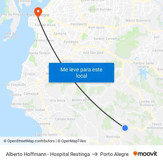 Alberto Hoffmann - Hospital Restinga to Porto Alegre map