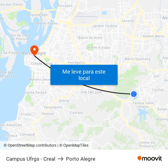 Campus Ufrgs - Creal to Porto Alegre map