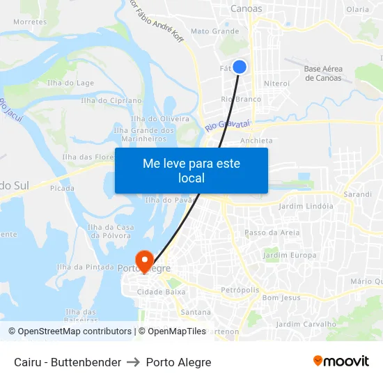 Cairu - Buttenbender to Porto Alegre map