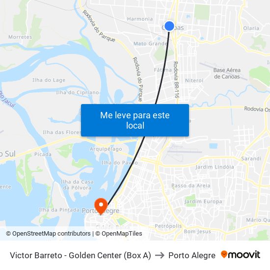 Victor Barreto - Golden Center (Box A) to Porto Alegre map