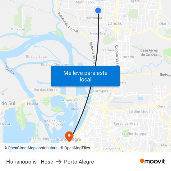 Florianópolis - Hpsc to Porto Alegre map