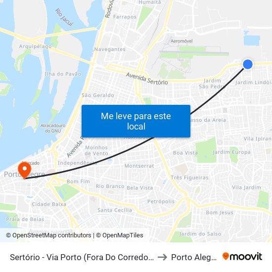 Sertório - Via Porto (Fora Do Corredor) to Porto Alegre map