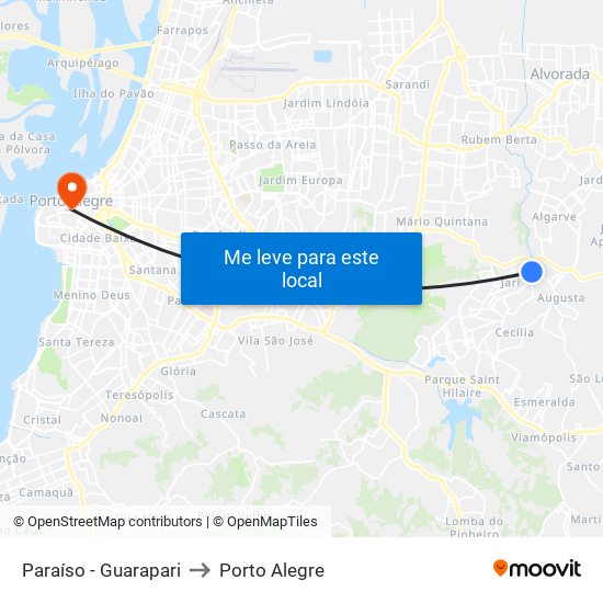 Paraíso - Guarapari to Porto Alegre map