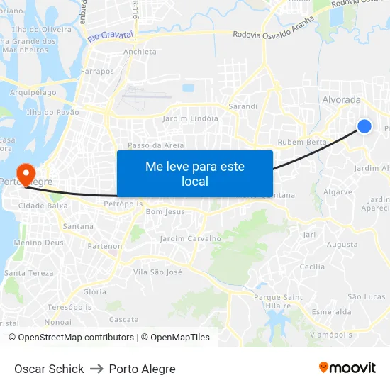Oscar Schick to Porto Alegre map