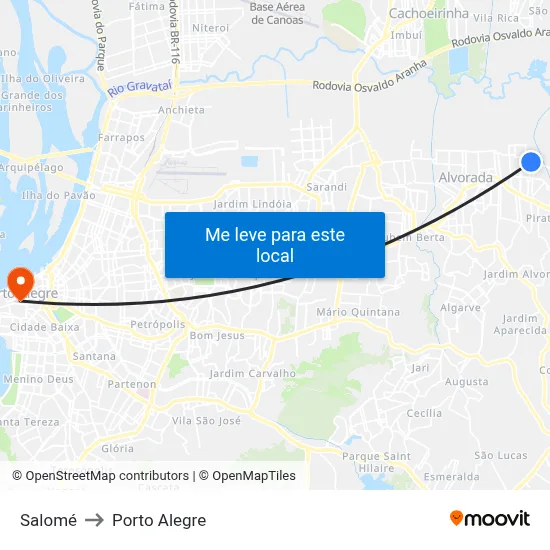 Salomé to Porto Alegre map
