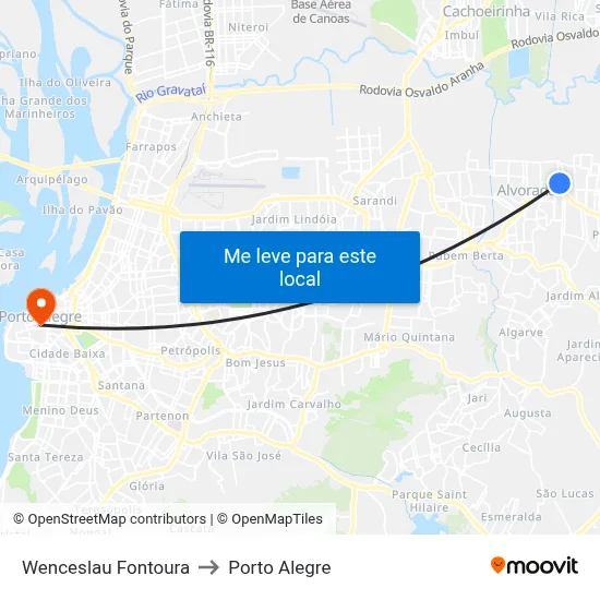 Wenceslau Fontoura to Porto Alegre map