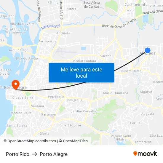 Porto Rico to Porto Alegre map