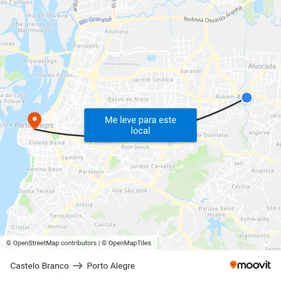 Castelo Branco to Porto Alegre map