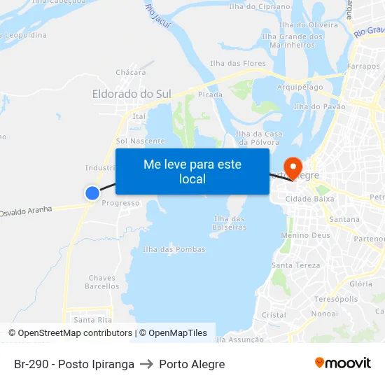 Br-290 - Posto Ipiranga to Porto Alegre map
