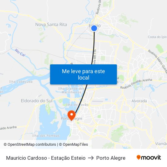 Maurício Cardoso - Estação Esteio to Porto Alegre map