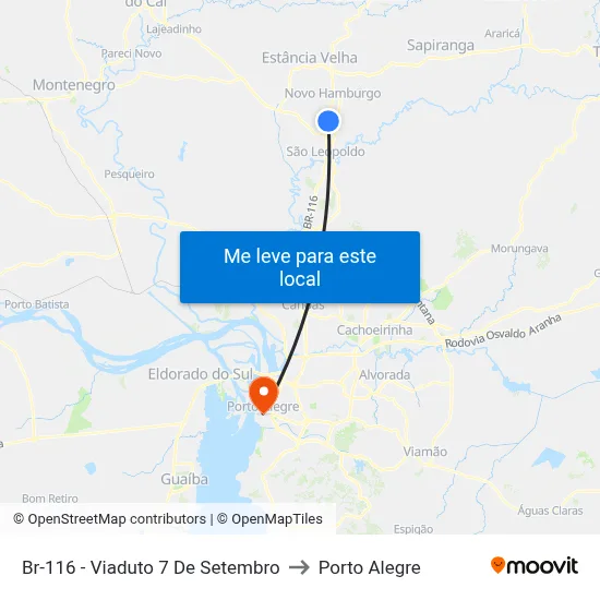 Br-116 - Viaduto 7 De Setembro to Porto Alegre map