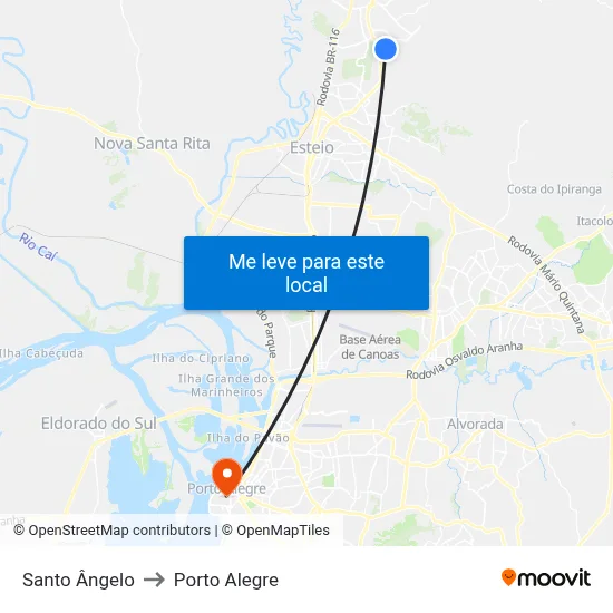 Santo Ângelo to Porto Alegre map