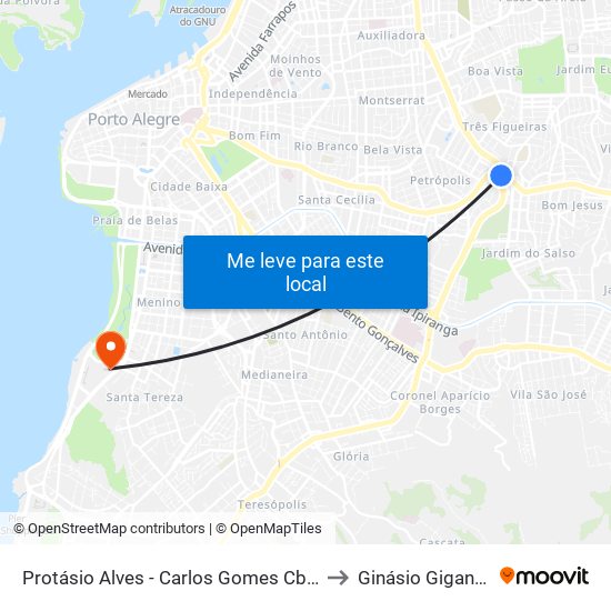 Protásio Alves - Carlos Gomes Cb (Piso 3) to Ginásio Gigantinho map