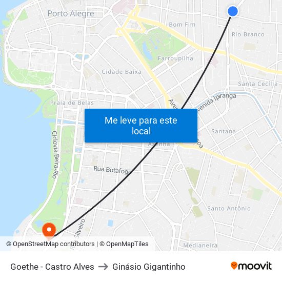 Goethe - Castro Alves to Ginásio Gigantinho map