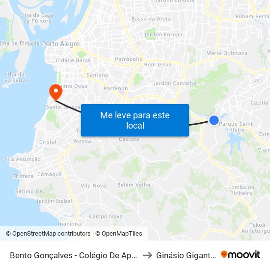 Bento Gonçalves - Colégio De Aplicação to Ginásio Gigantinho map