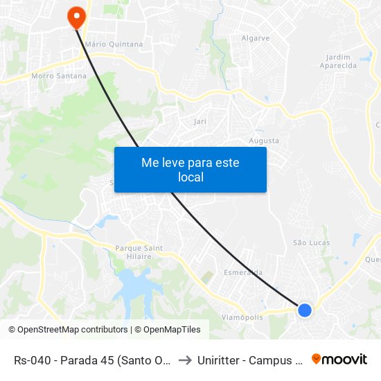 Rs-040 - Parada 45 (Santo Onofre) to Uniritter - Campus Fapa map