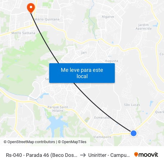 Rs-040 - Parada 46 (Beco Dos Cunhas) to Uniritter - Campus Fapa map