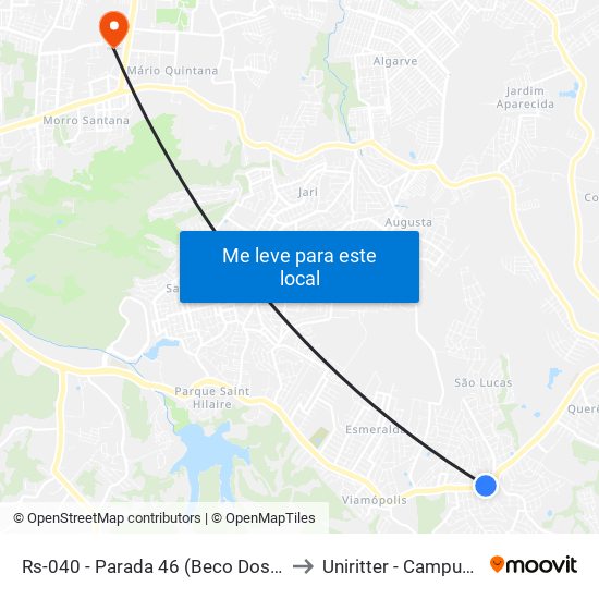 Rs-040 - Parada 46 (Beco Dos Cunhas) to Uniritter - Campus Fapa map