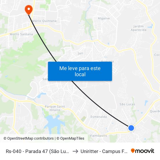 Rs-040 - Parada 47 (São Lucas) to Uniritter - Campus Fapa map