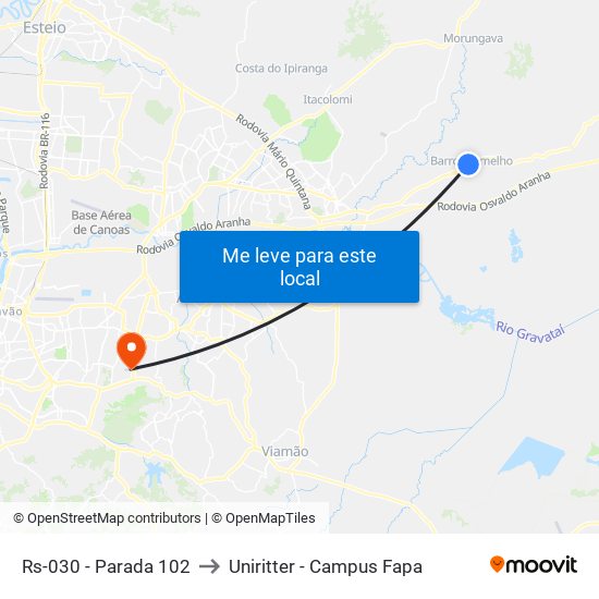 Rs-030 - Parada 102 to Uniritter - Campus Fapa map