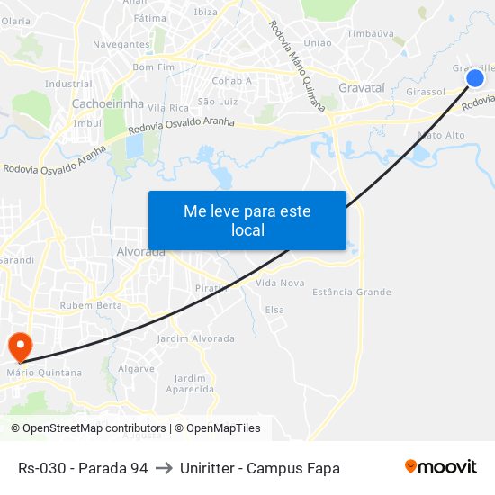 Rs-030 - Parada 94 to Uniritter - Campus Fapa map