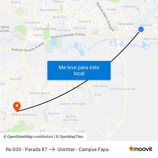 Rs-030 - Parada 87 to Uniritter - Campus Fapa map