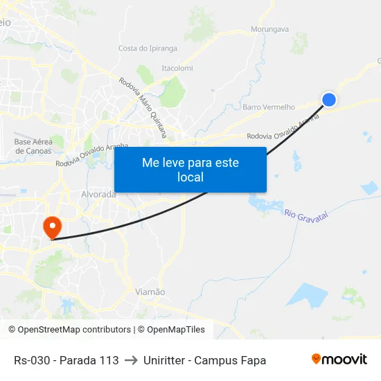 Rs-030 - Parada 113 to Uniritter - Campus Fapa map