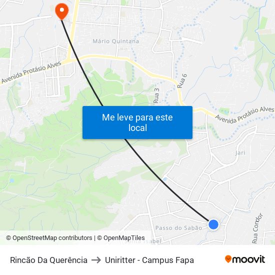 Rincão Da Querência to Uniritter - Campus Fapa map