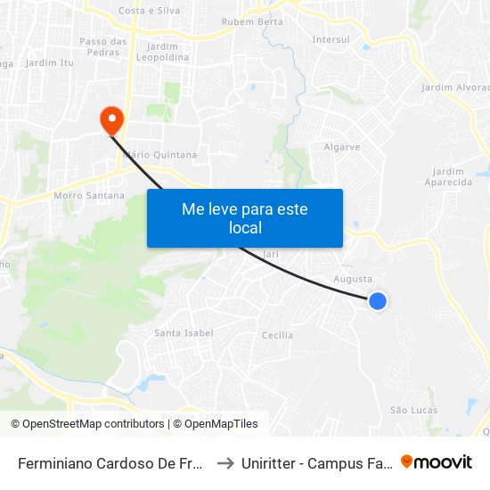 Ferminiano Cardoso De Fraga to Uniritter - Campus Fapa map