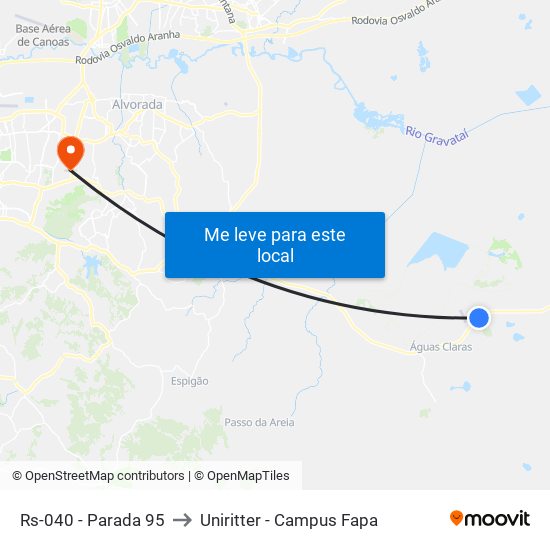 Rs-040 - Parada 95 to Uniritter - Campus Fapa map