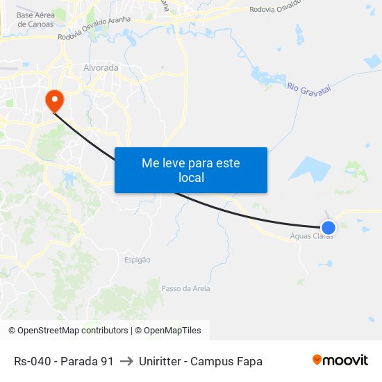 Rs-040 - Parada 91 to Uniritter - Campus Fapa map