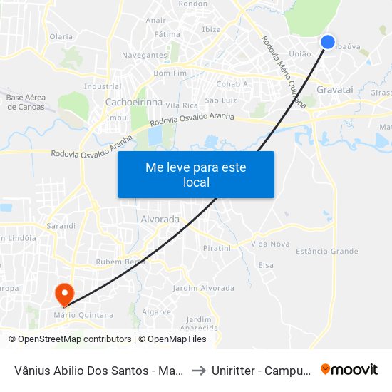 Vânius Abilio Dos Santos - Marquespan to Uniritter - Campus Fapa map