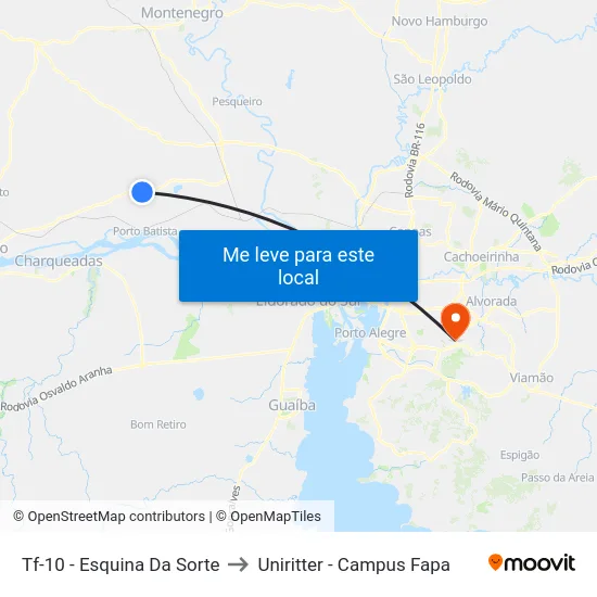 Tf-10 - Esquina Da Sorte to Uniritter - Campus Fapa map