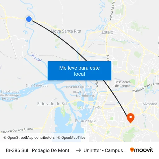 Br-386 Sul | Pedágio De Montenegro to Uniritter - Campus Fapa map