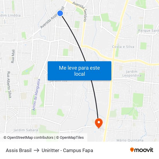 Assis Brasil to Uniritter - Campus Fapa map