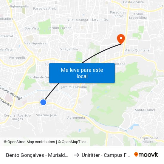 Bento Gonçalves - Murialdo Bc to Uniritter - Campus Fapa map