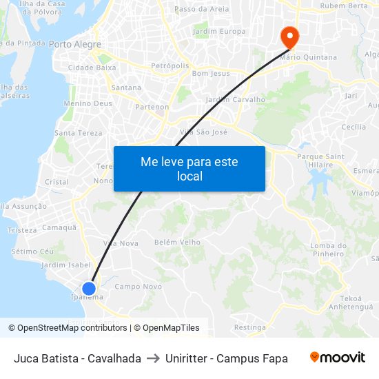 Juca Batista - Cavalhada to Uniritter - Campus Fapa map
