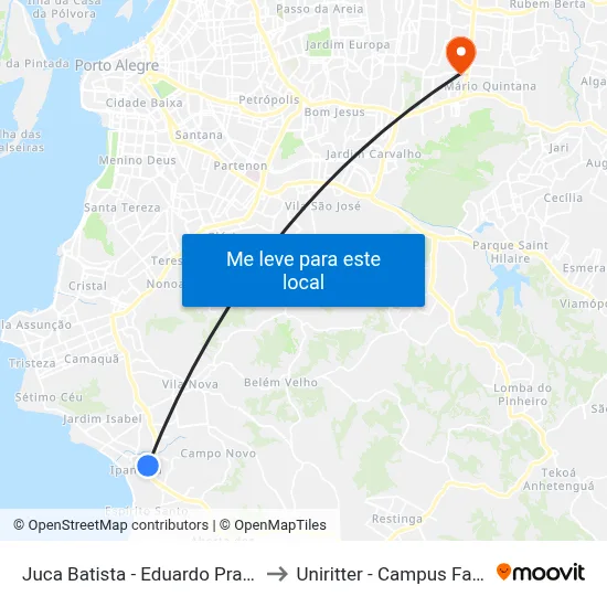 Juca Batista - Eduardo Prado to Uniritter - Campus Fapa map