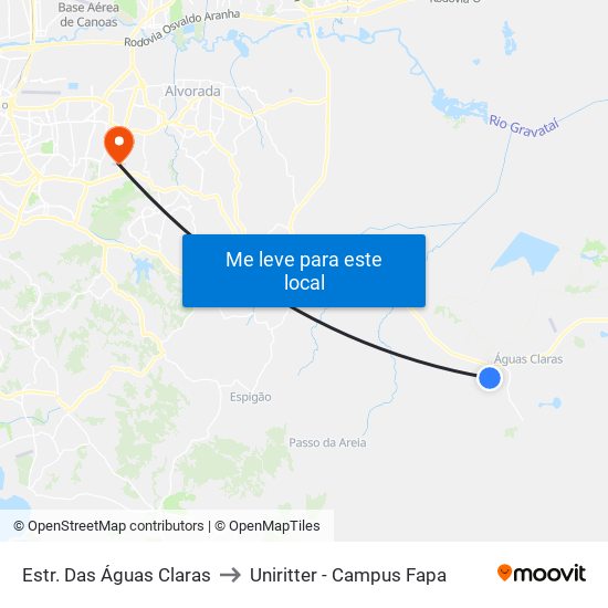 Estr. Das Águas Claras to Uniritter - Campus Fapa map